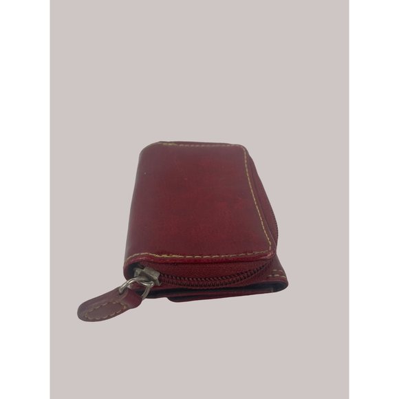 Vintage Red Leather Momoss Wallet Coin Purse 3.5”x2.5” - Picture 2 of 8